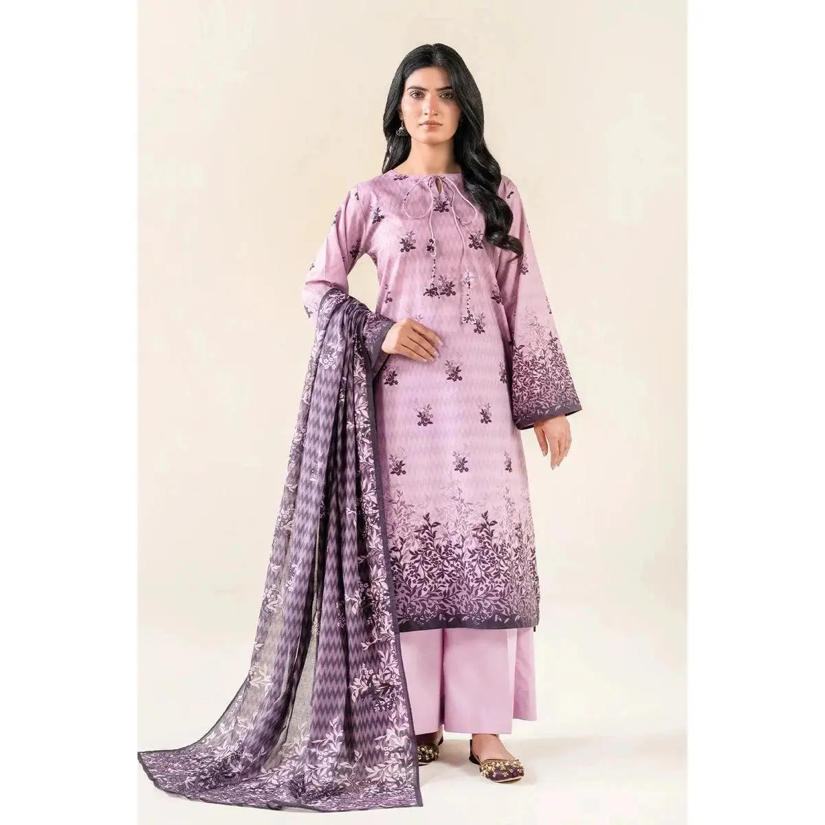 Women's Stitched Printed Lawn 3-Piece Suit - Shirt, Trouser, Breathable Chic Pieces, Elegant Design | KLA-3726