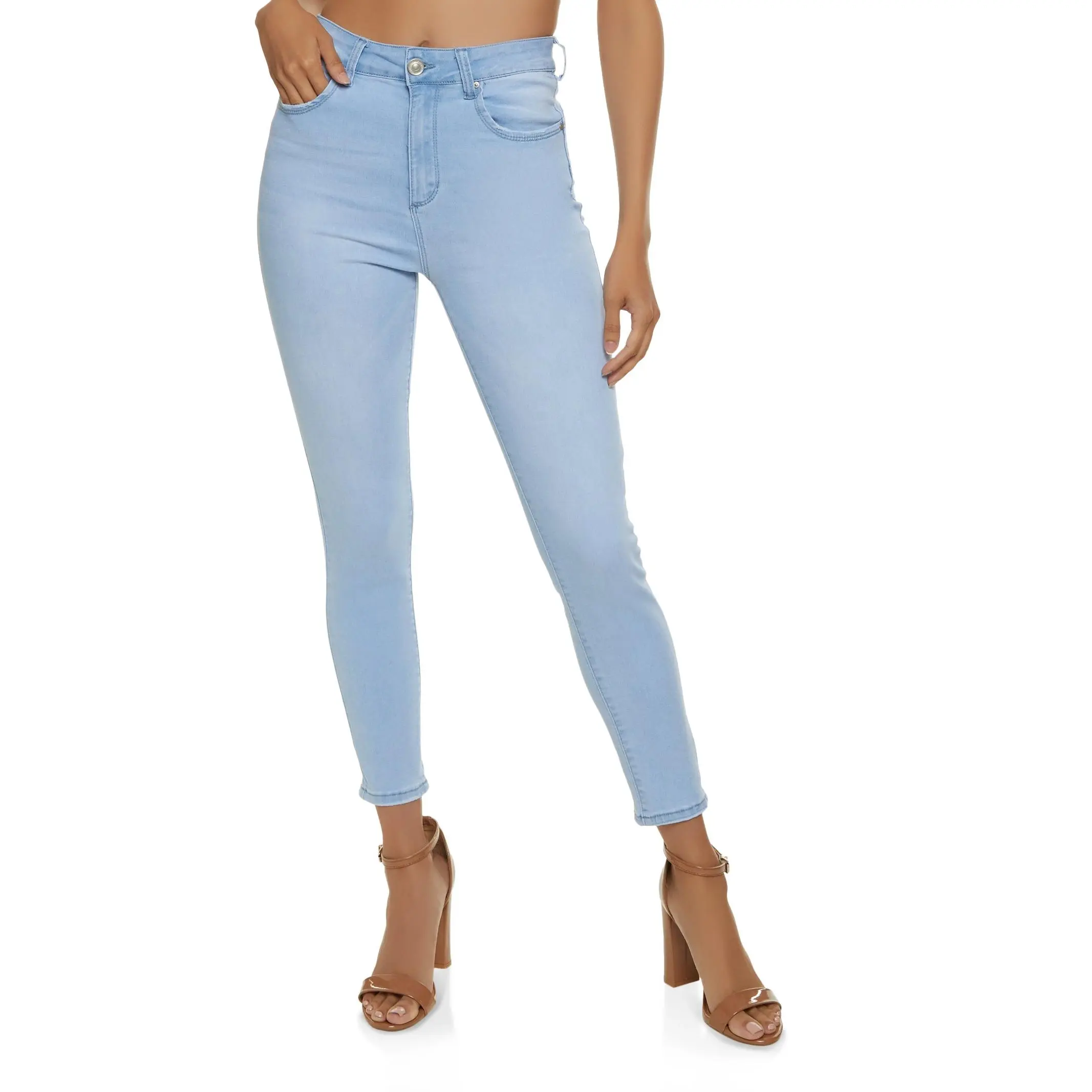 WAX Solid High Waisted Skinny Jeans