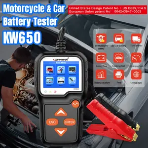 KONNWEI KW650 6V/12V Battery Tester, Graphical Display for Cranking & Charging Test, 100-2000 CCA, for Cars Trucks Motorcycles