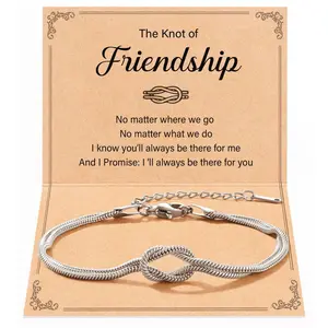 Love Knot Friendship Bracelets 316L Stainless Steel Best Friend Birthday Mothers Day Christmas Jewelry Gifts for Women BFF Bestie with Inspirational Message Card bracelets for women