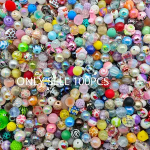 100pcs Random Mixed Beads, Assorted Color and Size, Acrylic Beads, Bead Assortment, Perfect for DIY Crafts, Jewelry Making, and Decorations