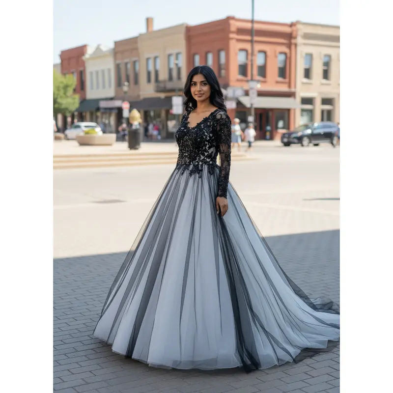fluffy long dress Puffy Long Sleeve Tulle Prom Dress Long Evening Dress,WP206 – winkbridal
