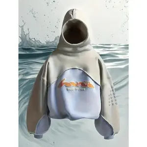 Men's Heavyweight Y2K Harajuku Hoodie - Thickened Retro Streetwear Pullover with Front Pocket, Loose Fit Hip Hop Sweatshirt for Urban Fashion - Ideal Father's Day Gift for Men, Casual Wear, Patchwork Design, Highquality Fabric, St