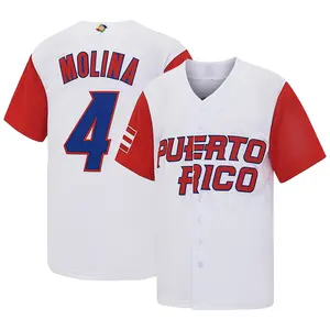 Unisex #4 Puerto Rico Legendary Catcher Yadier Molina Baseball Jersey,Letter Embroidery WBC Commemorate Clothing,Fan Game Day Gift