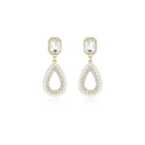 Ettika Bridal Luxe Earrings with Decorative Design and Clear Accents