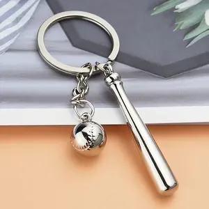 Baseball Bat Shape Keychain, 3D Metal Sports Style, Creative Gift for Fans & Christmas Present, Unique Design Accessory