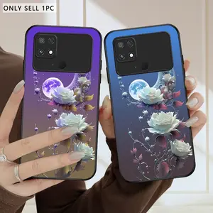 Dreamy and romantic Phone case suitable for Xiaomi Poco C40/C50/C61/C65/C71/C75/C85 (Height 171mm)/F3 GT/F4/F4 GT/F5/F5 Pro/F7 Pro/F7 Ultra/F3/F6 PRO/F6/F7/10 5G/11 Lite/11/11i/11T Pro/11T Black glass protective case