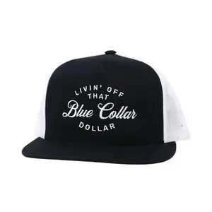 Livin Off That Blue Collar Dollar Trucker Hat – Mesh Back Snapback Leather Patch Cap