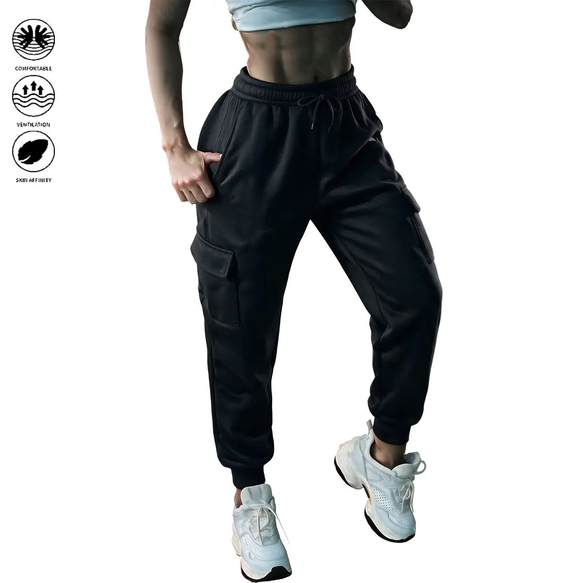 JOGWAVE Women’s Cargo Pants – soft, stretchy work pants with pockets; loose, comfortable baggy pants in a minimalist style with an elastic waistband; bohemian minimalist basic women’s autumn bottoms for vacations and back-to-school shopping; high-waisted