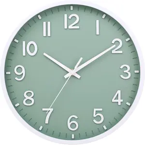 8 Inch Battery Operated Modern Silent Non Ticking Wall Clock for Living Room Bedroom Kitchen Office Classroom Decor Green White
