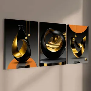 3 count wooden frame canvas, Geometric Abstract pattern poster, aesthetic art, Abstract Decoration, Stylish Living Room Decoration, Modern Family Poster, Exquisite corridor Wall Art, HD, waterproof, Modern Minimalist Design