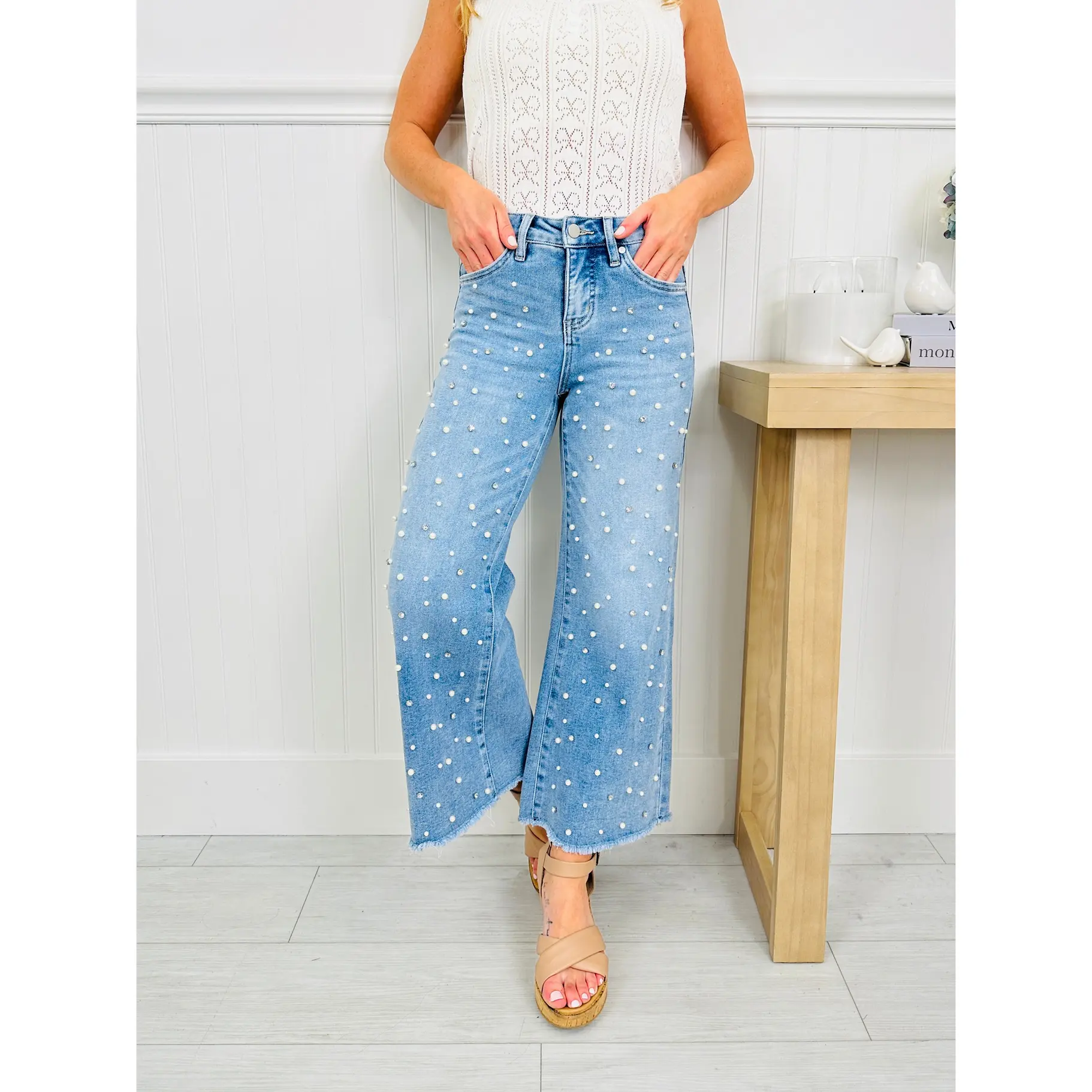 Get Up And Glam Wide Leg Cropped Jeans