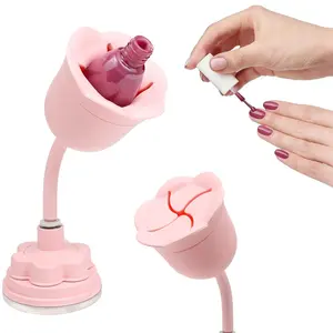 Nail Polish Holder Standoff for Desk and Mirror, Anti-Spill Silicone Manicure Tool Applicable for Home DIY, Travel, Bathing and Professional Nail Salon, 360° Rotating Hands-Free Bottle Stand