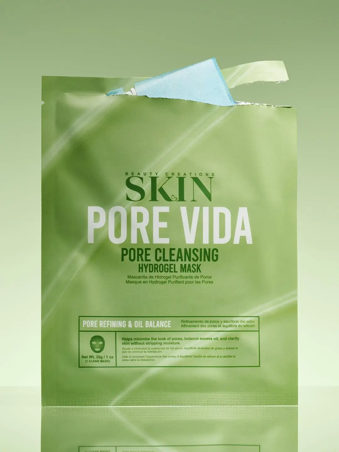 Beauty Creations Pore Vida Cleansing Hydrogel Sheet Mask - 1 All-Disposable Face Mask, Daily Lightweight Facial Care with Hyaluronic Acid, Salicylic Acid for Oil Balance & Pore Refinement