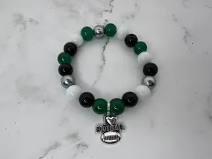 Eagles Inspired Handmade Football Charm Beaded Bracelets