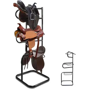 3 Tier Saddle Rack,Heavy Duty Rotatable Saddle Stand for English and Western Saddles,Horse Tack Storage for Horse Stall,Stable,Tack Room, Garage, Equestrian Shop