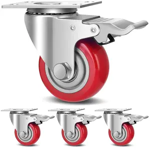 3 Inch Industrial Heavy Duty Swivel Caster Wheels with ,Set of 4 Safety Locking Casters,Load 1600lbs, Polyurethane Wheels for Table,Trailer, Table,Stage Toolbox,Bed,Corn Board