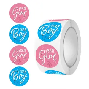 Gender Reveal Party Stickers 10 Rolls, 500pcs Per Roll, Gift Bag Sealing Stickers, Party Decorations, Home Decor, Gifts