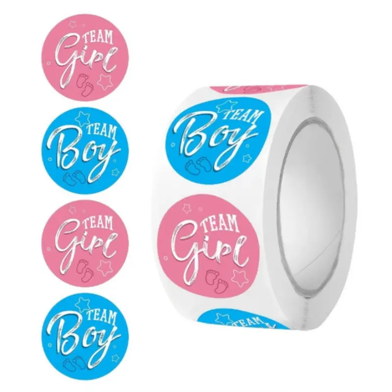 Gender Reveal Party Stickers 10 Rolls, 500pcs Per Roll, Gift Bag Sealing Stickers, Party Decorations, Home Decor, Gifts