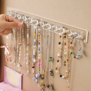 Acrylic Wall Mounted Jewelry Hanger with 12 Hooks, Hanging Organizer, Hook Storage Rack, Decorative Storage for Necklaces and Bracelets, Elegant Display for Home Organization