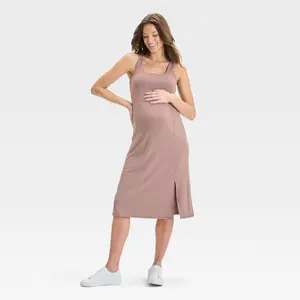 Slit Active Midi Maternity Dress - Isabel Maternity by Ingrid & Isabel