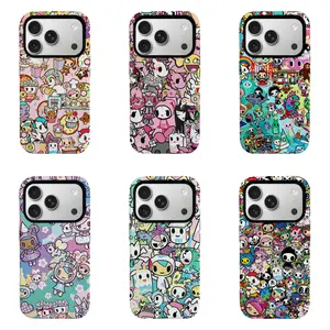 Tokidoki Full Collage Phone Case Kawaii Y2K Colorful Doodle Rainbow Unicorn Dessert Cartoon Print Shockproof Soft Silicone Cover for iPhone 11/12/13/14/15/16/17 pro max series and Samsung S21-S26 series.Perfect for Her/Him Girly Phone Cases lovely gift
