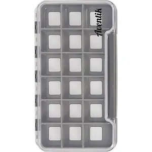 Waterproof Fly Fishing Boxes Super Slim Fishing Tackle Storage Transparent Easy Grip Foams Multi Magnetic Compartments Fishing Tackle Storage Trays 7.36"X4.02"X0.63"(Grey-18C)