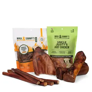 Large Dog Treat & Chew Mega Bundle | 41+ Lbs | Bully Sticks, Marrow Bones, Pig Ear, Chicken Feet & Jerky