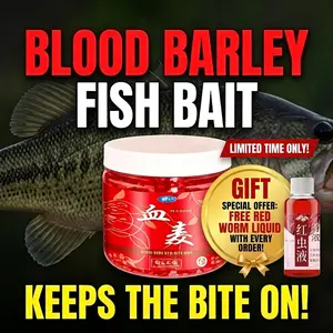 Blood Barley Fish Bait, Strong Scent Wheat Fishing Lures, Easy Hook & Go All Season Wild Fishing Bait for Bass Trout Catfish