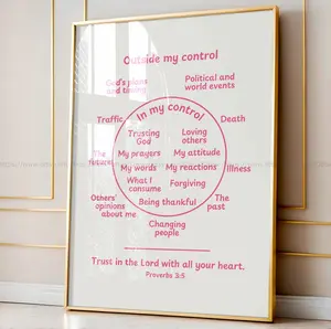OPALS Trust God Affirmations Wall Art Anxiety Relief Bible Verse Pink Scripture Poster Teens College Dorm Decor Pink Christian Positivity Quote