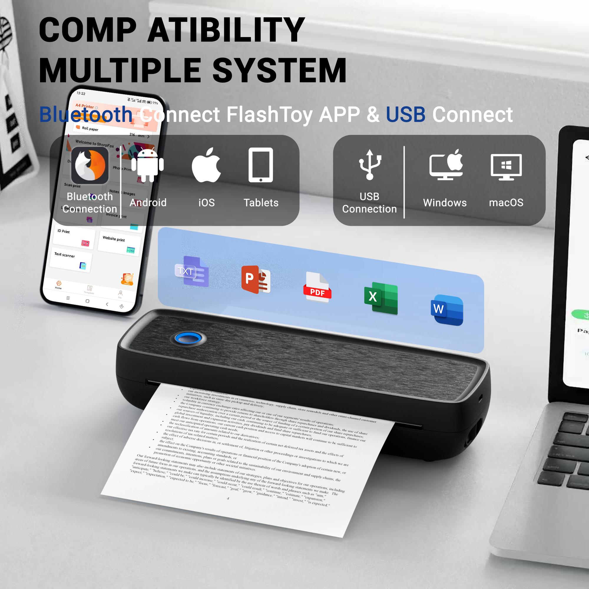 LABEER Wireless Portable Printer - For Travel，Bluetooth Thermal Printer Supports 8.5"x11" US Letter, Legal, A4 & A5 Paper | Inkless Mobile Printer for iOS, Android, Laptop | for Office, Car, Home