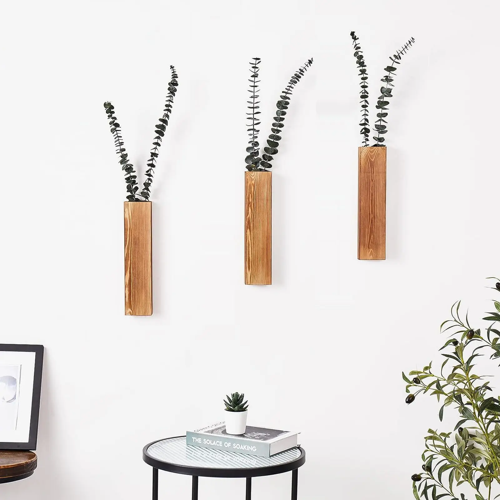 1pcs Wooden Wall Planter for Dried Flowers Modern Simple Wood Wall Hanging Vase Decorative Container for Home Decor Artificial Plants Dried Flower Stems Greenery Display Space Saving Wall Mounted Design Natural Style Indoor Decoration
