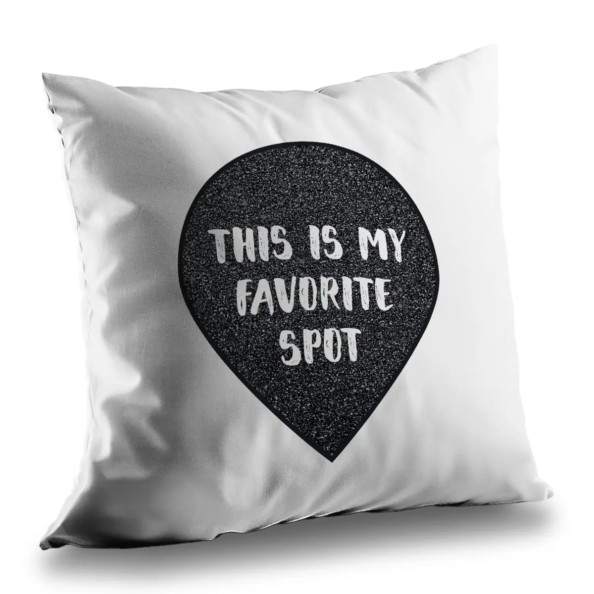 360 Stand Minimalist 14x14 in. Poly Twill Throw Pillow - Twill Weave, "It's My Favorite Spot" Typographic Print, Soft Textile for Bedroom Bedding Decor, Typo Print, Decorated Standard Pillows