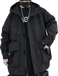 Casual Techwear Zipper Tactical Gothic Clothes Jacket Windbreaker Streetwear Jackets Hooded for Men
