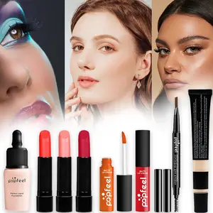 8 pcs Complete Makeup Kit - All-in-One Makeup Full Face Essentials , Lip Gloss & Eyebrow Pencil Travel Friendly Cosmetic Set Perfect Gift for Teens Beginners Women