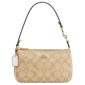 COACH Nolita 19 Vintage Monogram Silver Logo PVC Crossbody Bag for Women, Small Size, Khaki