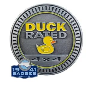 Duck Rated 4x4 US Badge 1941 Badges Collection Vintage US Emblem Featuring Duck Logo Personalized Vehicle Accessory Stainless Steel Durable Design Unique Aesthetics