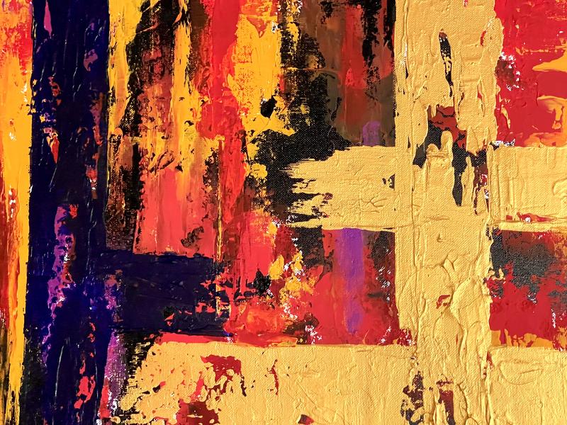 Acrylic Painting on Canvas with Unique Mixing Knife Technique for Home Decor.