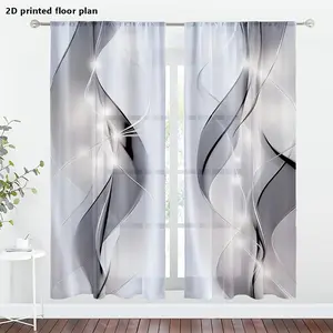 2 pieces of 2D flat printed modern lightweight luxury pattern printed curtains are semi transparent and privacy protected. It has a pole pocket opening, suitable for living rooms and bedrooms. It is made of fade resistant polyester fiber