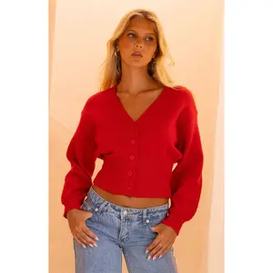 Janda Red Knit Oversized Cardigan