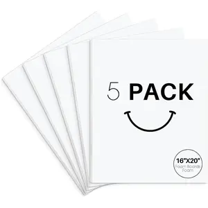 Golden State Art, Acid Free 5 Pack 16x20 White Foam Boards Foam Core Poster Board, 1/8'' Thick Polystyrene Foam Sheet for Projects, Mounting, Crafts, Art and Presentations