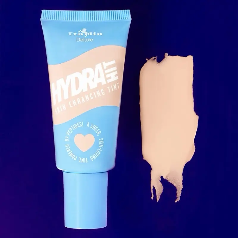 Italia Deluxe HydraHit Skin Enhancing Tinted Cream - Lightweight Sheer Foundation with Hydrating Peptides, Moisturizing, Long Lasting, Fresh Skin Sheen, Perfect In-Between Daily Makeup