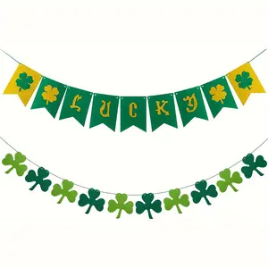 St. Patrick's Day Decorations, Lucky Banner Celebratory Banner Shamrock Decor, Irish Lucky Day Banner for Home, Fireplace, Store, Party, Office Room, Bar, Party Supplies, Decorative Banner