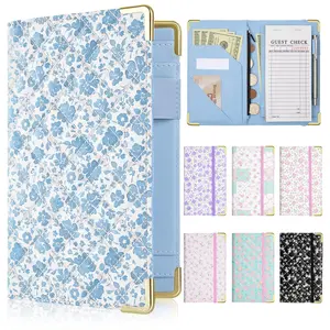 Server Books for Waitress, Faux Leather Server Book with Zipper Pocket, Cute Serving Book with Pen Holder Fits Servers Apron