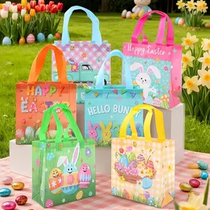 10Pcs Reusable Non-Woven Easter Bags | Easter Bunny & Egg Design Set