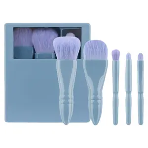 5 Pcs Cosmetic Brush Set with Storage Case Makeup Brush Travel Brush Set