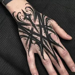 （BAGHPBM Tattoo）Herbal Tattoo: Gothic Dark Script Back-of-Neck Cool Tattoo Sticker