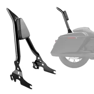 Motorcycle Backrest Sissy Bar, Compatible with Harley-Davidson Touring Models, 27-Inch Height Quick Release Detachable Passenger Backrest, Durable Metal Frame with Leather Rear Pad, Black