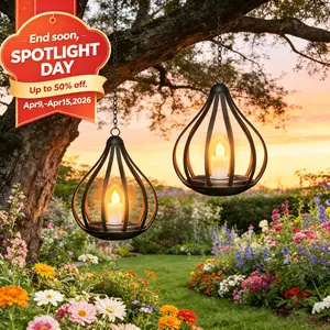 Spotlight Day Solar Garden Lights Outdoor, Metal Solar Water Drop Shape Candle Lantern 2026 New Design with Flickering Effect & Reflective Patterns, IP65 Waterproof, 20.5 CM × 15.5CM,Outdoor Solar Powered Lights for Garden, Patio, Pathway
