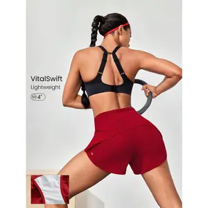 GLOWMODE 4" VitalSwift High-Waisted Running Shorts With Built-In Underwear Drawstring Pocket Workout Daily Gym Summer Quick Dry Moisture Wicking Anti-Odor